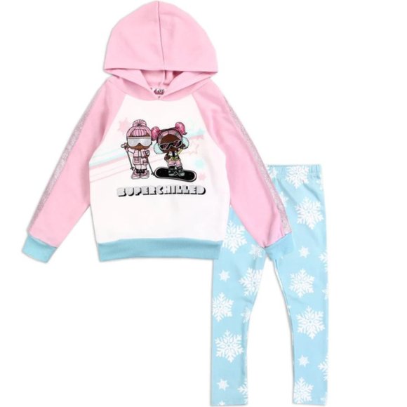 LOL Surprise Girls Hooded Two-Piece Fleece Set | Blue Pink Super Chilled Outfit - Picture 1 of 3